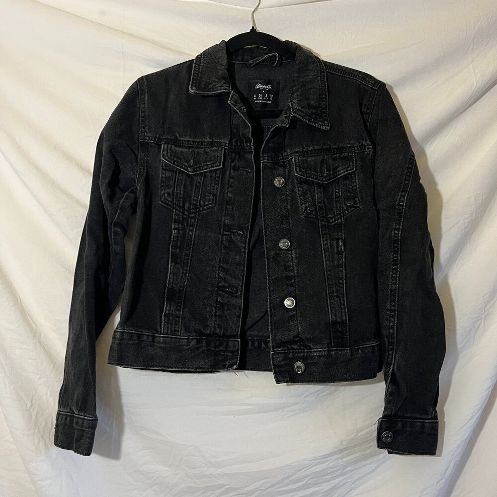 Classic Black Denim Jacket, Womens Size US 2